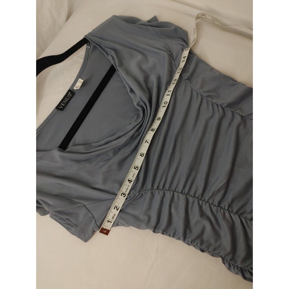 VENUE Grey Ruched Scoop Neck Dress, Sz XS Comfort Knee Length Dress - Picture 8 of 8